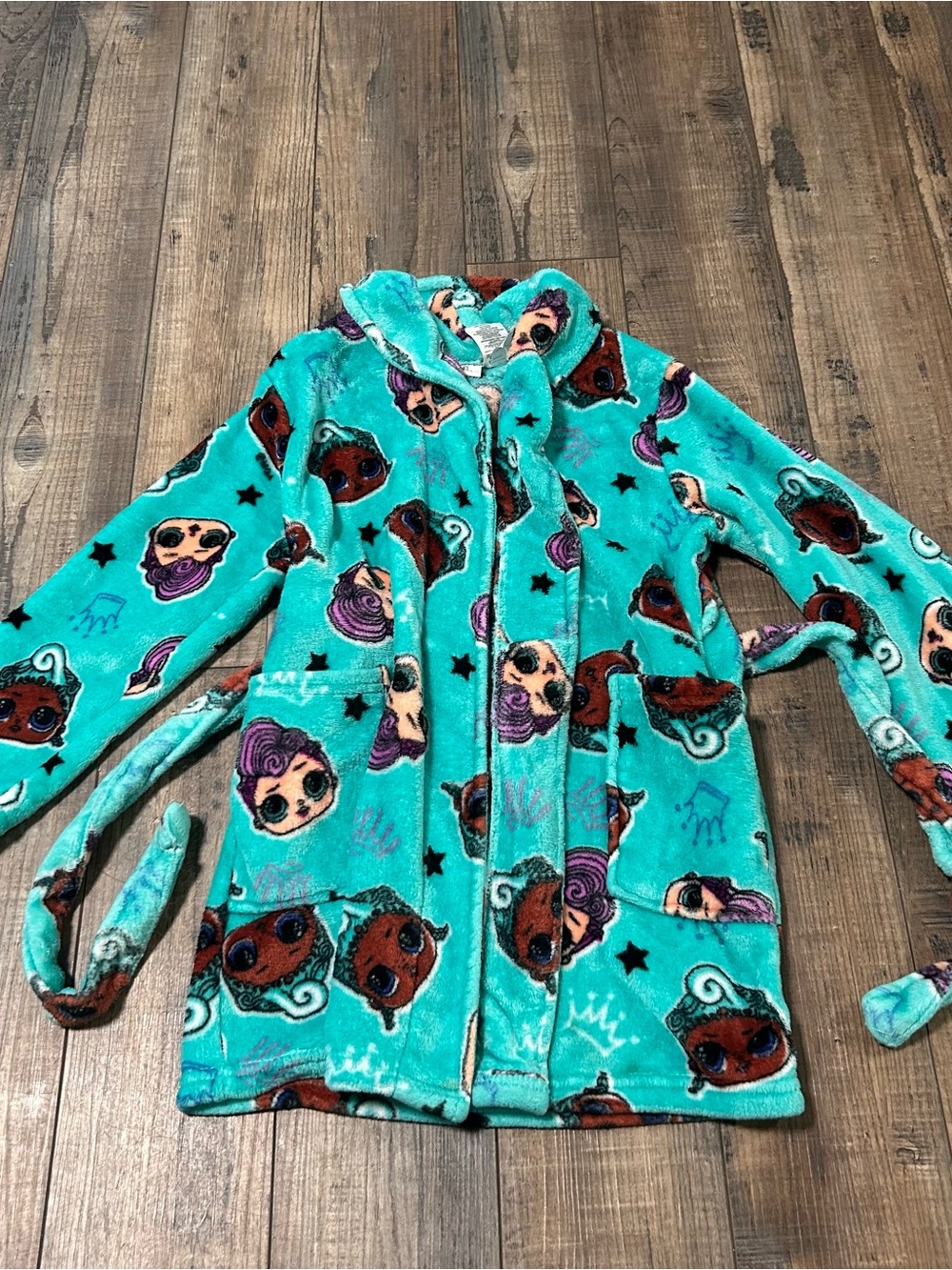 L.O.L. Surprise Girls Fleece Kimono Robe Turquoise Belted Size 6